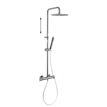 Душевая термостатическая система наружнего монтажа с телескопическим тропическим душем и душевым ком