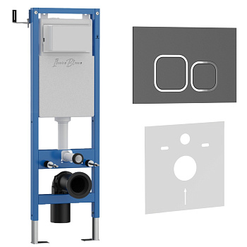 Комплект 2в1 IBERICA BLANCA инсталляция SILENCIO MINI, кнопка смыва ESTI-Q серый матовый (IB.001M.837)