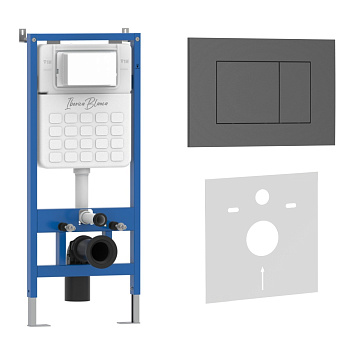 Комплект 2в1 IBERICA BLANCA инсталляция SILENCIO, кнопка смыва ESTI-S серый матовый (IB001.856)