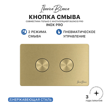 Клавиша пневматического смыва IBERICA BLANCA INOX PRO (ИНОКС ПРО) нержавеющая сталь PVD, золото матовое (IB.B081PR1)