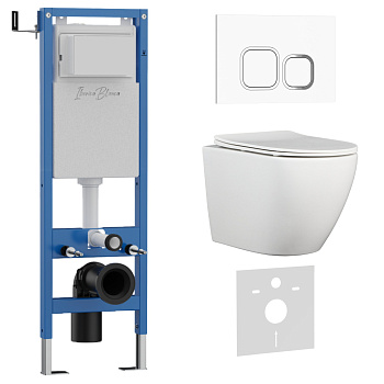 Комплект 3в1 IBERICA BLANCA инсталляция SILENCIO MINI, унитаз BILBAO ALTO белый, кнопка смыва ESTI-Q белый глянцевый (IB.001M.BLA.234.831)