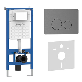 Комплект 2в1 IBERICA BLANCA инсталляция SILENCIO, кнопка смыва INOX-O вороненая сталь (IB001.818)