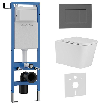 Комплект 3в1 IBERICA BLANCA инсталляция SILENCIO MINI, унитаз TOLEDO ALTO белый, кнопка смыва ESTI-S серый матовый (IB.001M.TLA.234.856)