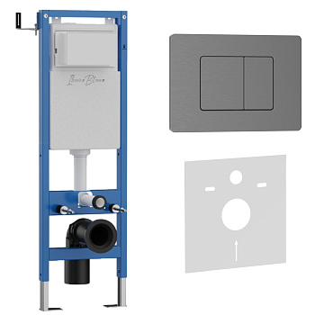 Комплект 2в1 IBERICA BLANCA инсталляция SILENCIO MINI, кнопка смыва INOX-C вороненая сталь (IB.001M.118)