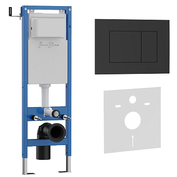 Комплект 2в1 IBERICA BLANCA инсталляция SILENCIO MINI, кнопка смыва ESTI-S черный матовый (IB.001M.851)