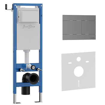 Комплект 2в1 IBERICA BLANCA инсталляция SILENCIO MINI, кнопка смыва INOX-R вороненая сталь (IB.001М.015.02)