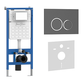 Комплект 2в1 IBERICA BLANCA инсталляция SILENCIO, кнопка смыва ESTI-O серый матовый (IB001.827)