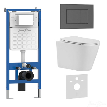 Комплект 3в1 IBERICA BLANCA инсталляция SILENCIO, унитаз BURGOS ALTO белый, кнопка смыва ESTI-S серый матовый (IB001.BRA.234.856)