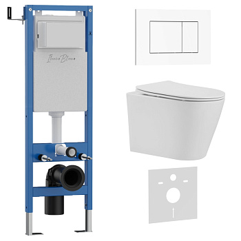 Комплект 3в1 IBERICA BLANCA инсталляция SILENCIO MINI, унитаз BURGOS ALTO белый, кнопка смыва ESTI-S белый глянцевый (IB.001M.BRA.234.855)