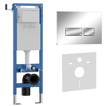 Комплект 2в1 IBERICA BLANCA инсталляция SILENCIO MINI, кнопка смыва ESTI-R хром глянцевый (IB.001M.213)