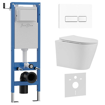 Комплект 3в1 IBERICA BLANCA инсталляция SILENCIO MINI, унитаз BURGOS ALTO белый, кнопка смыва ESTI-R белый глянцевый (IB.001M.BRA.234.211)