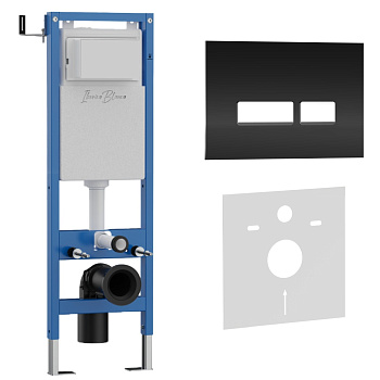 Комплект 2в1 IBERICA BLANCA инсталляция SILENCIO MINI, кнопка смыва CRYSTAL-R черный (IB.001M.2211)