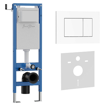 Комплект 2в1 IBERICA BLANCA инсталляция SILENCIO MINI, кнопка смыва ESTI-S белый глянцевый (IB.001M.855)