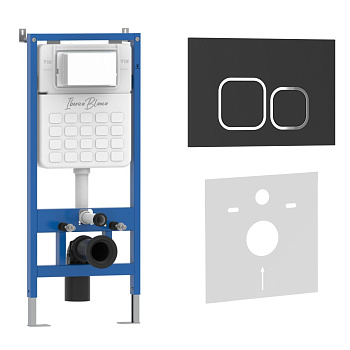 Комплект 2в1 IBERICA BLANCA инсталляция SILENCIO, кнопка смыва ESTI-Q черный матовый (IB001.832)