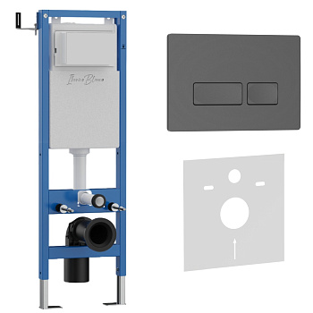 Комплект 2в1 IBERICA BLANCA инсталляция SILENCIO MINI, кнопка смыва ESTI-R серый матовый (IB.001M.218)