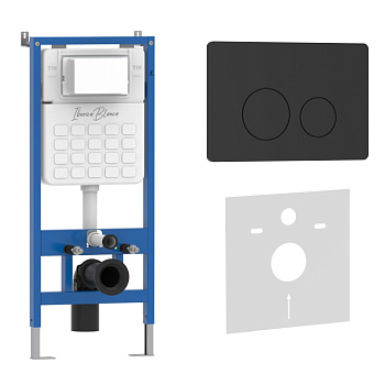 Комплект 2в1 IBERICA BLANCA инсталляция SILENCIO, кнопка смыва INOX-O черный матовый (IB001.812)