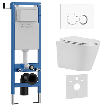 Комплект 3в1 IBERICA BLANCA инсталляция SILENCIO MINI, унитаз BURGOS ALTO белый, кнопка смыва ESTI-O белый глянцевый (IB.001M.BRA.234.821)