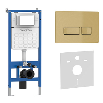 Комплект 2в1 IBERICA BLANCA инсталляция SILENCIO, кнопка смыва ESTI-R золото матовое (IB001.215)