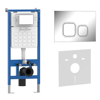 Комплект 2в1 IBERICA BLANCA инсталляция SILENCIO, кнопка смыва ESTI-Q хром глянцевый (IB001.833)