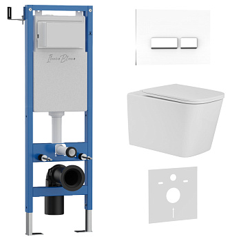 Комплект 3в1 IBERICA BLANCA инсталляция SILENCIO MINI, унитаз TOLEDO ALTO белый, кнопка смыва CRYSTAL-R белый глянцевый (IB.001M.TLA.234.2210)